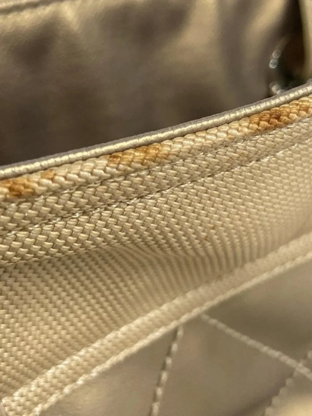 CHANEL Paris Biarritz Tote PM A34208 Gold Coated Canvas Nylon Leather Tote Bag